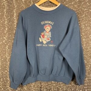 Vintage Grandma Core Cheek-O Sweatshirt Womens X-Large Grandmas Patch Things Up